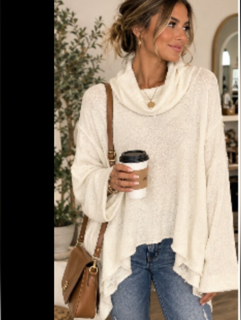 Cozy Cowl Neck Cream Sweater